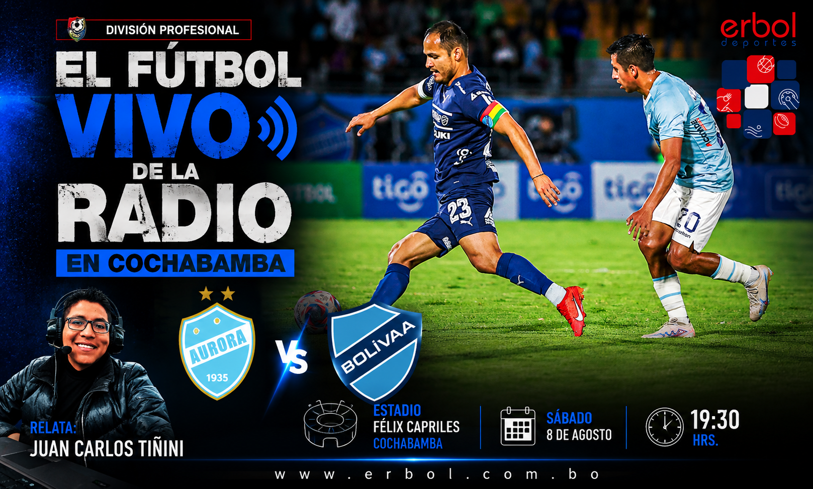 Aurora vs Bolívar en la radio